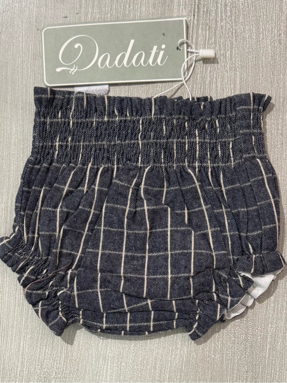 NWT Dadati European Boutique Blue Jean Check Baby Bloomers Sz 3 Months